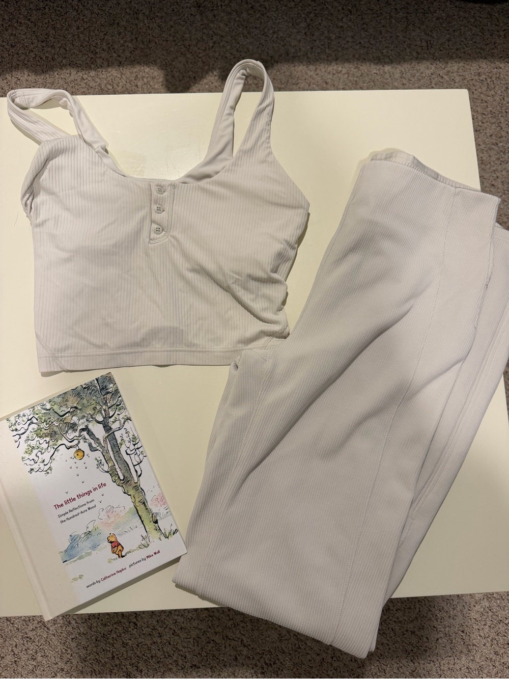 lululemon athletica White Ribbed Henley Bralette and Matching Leggings